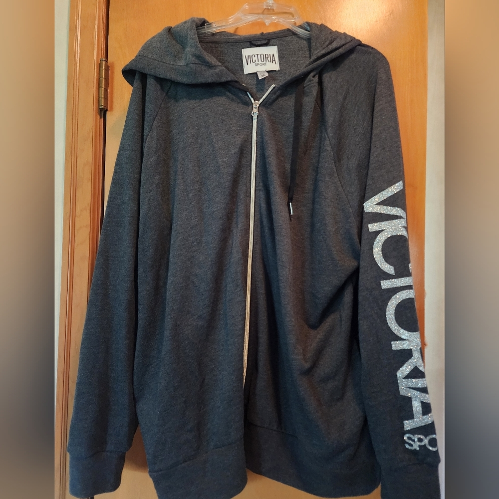 VICTORIA SECRET ZIP UP SWEAT JACKET SIZE XL COLOR CHARCOAL (GRAYISH/BLACK)